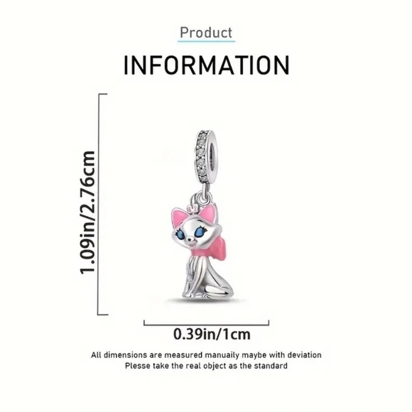 925 Sterling Silver Disney Inspired MARIE Charm/Pendant - NWT - Picture 4 of 4